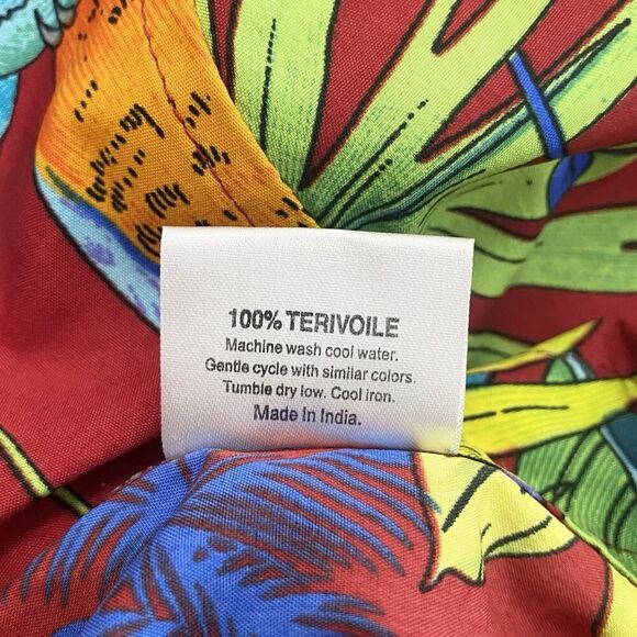 Barefoot Attitude Mens Size 3XL Button Up Shirt Parrot Tropical Red Burgundy - Picture 9 of 9